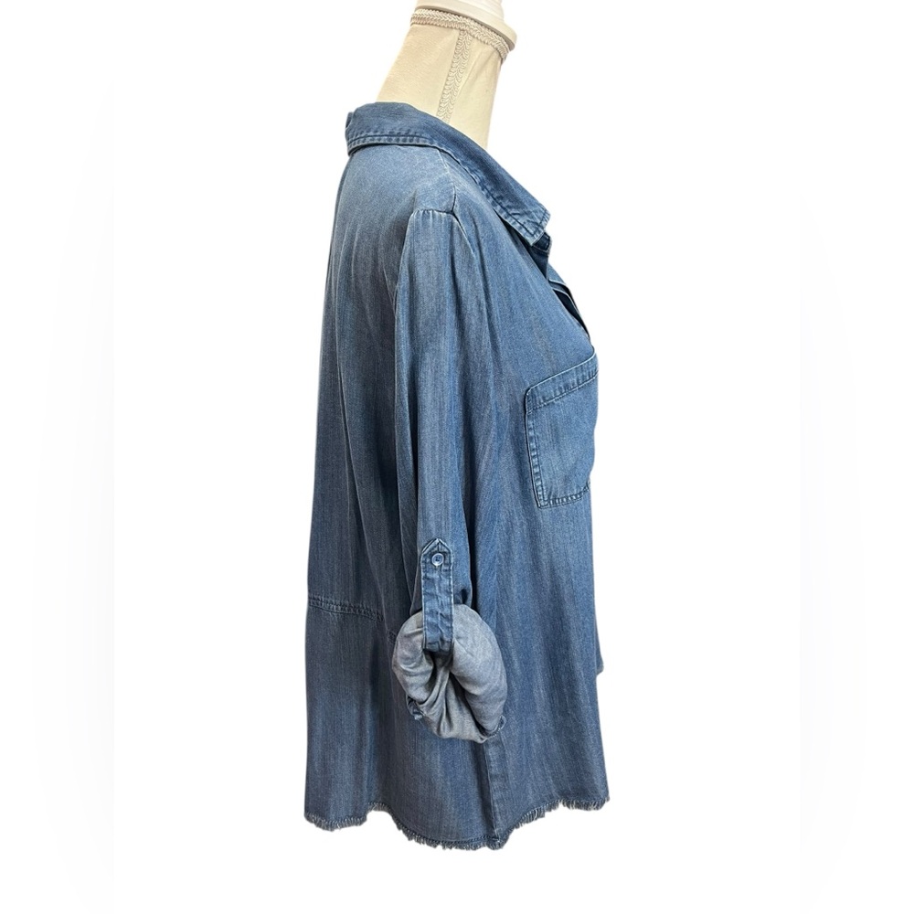 Cafe Marrakesh 100% Tencel Lyocell Chambray Button Down Shirt Medium NWT Blue - Picture 4 of 11